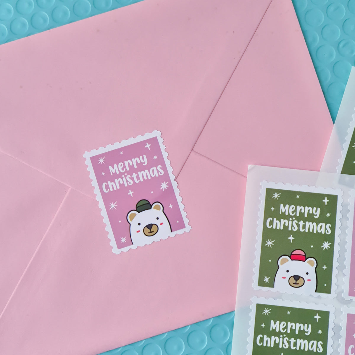 Merry Christmas Stamps Sticker Sheets