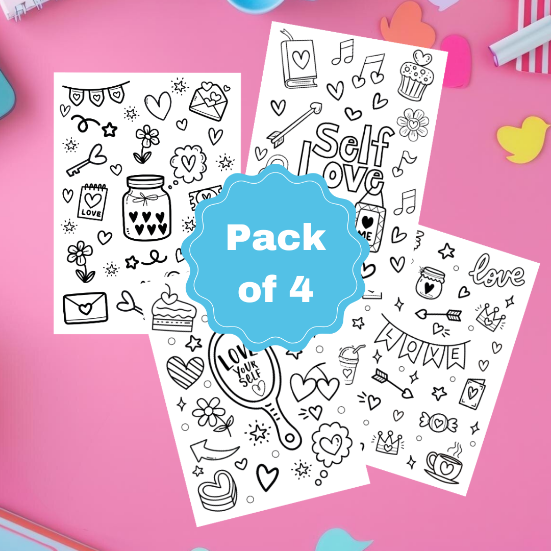Love Yourself Colouring Sheets Pk of 4