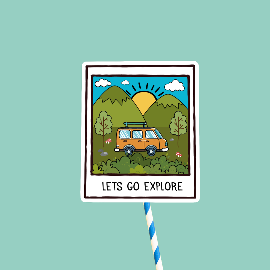 Lets Go Explore Doodle Sticker