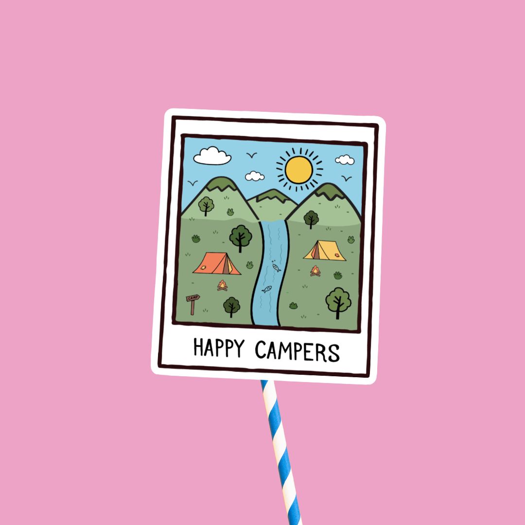 Happy Campers Doodle Sticker