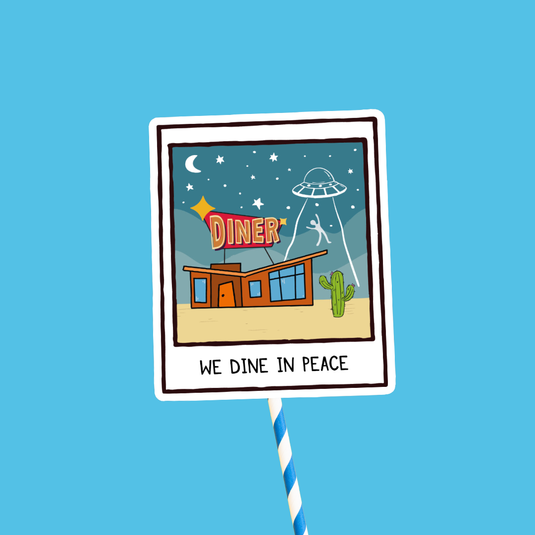 We Dine In Peace Doodle Sticker