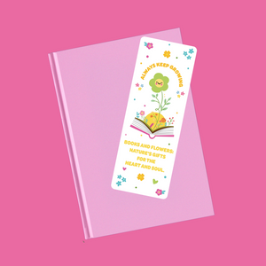 Books and Flowers Yellow Bookmarker
