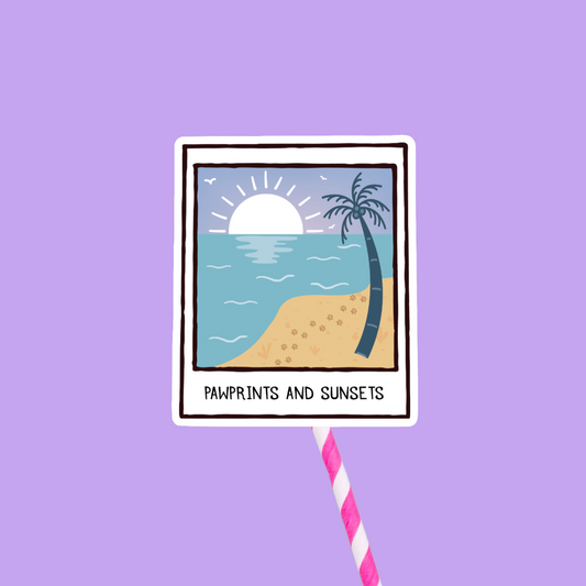 Pawprints and Sunsets Doodle Sticker