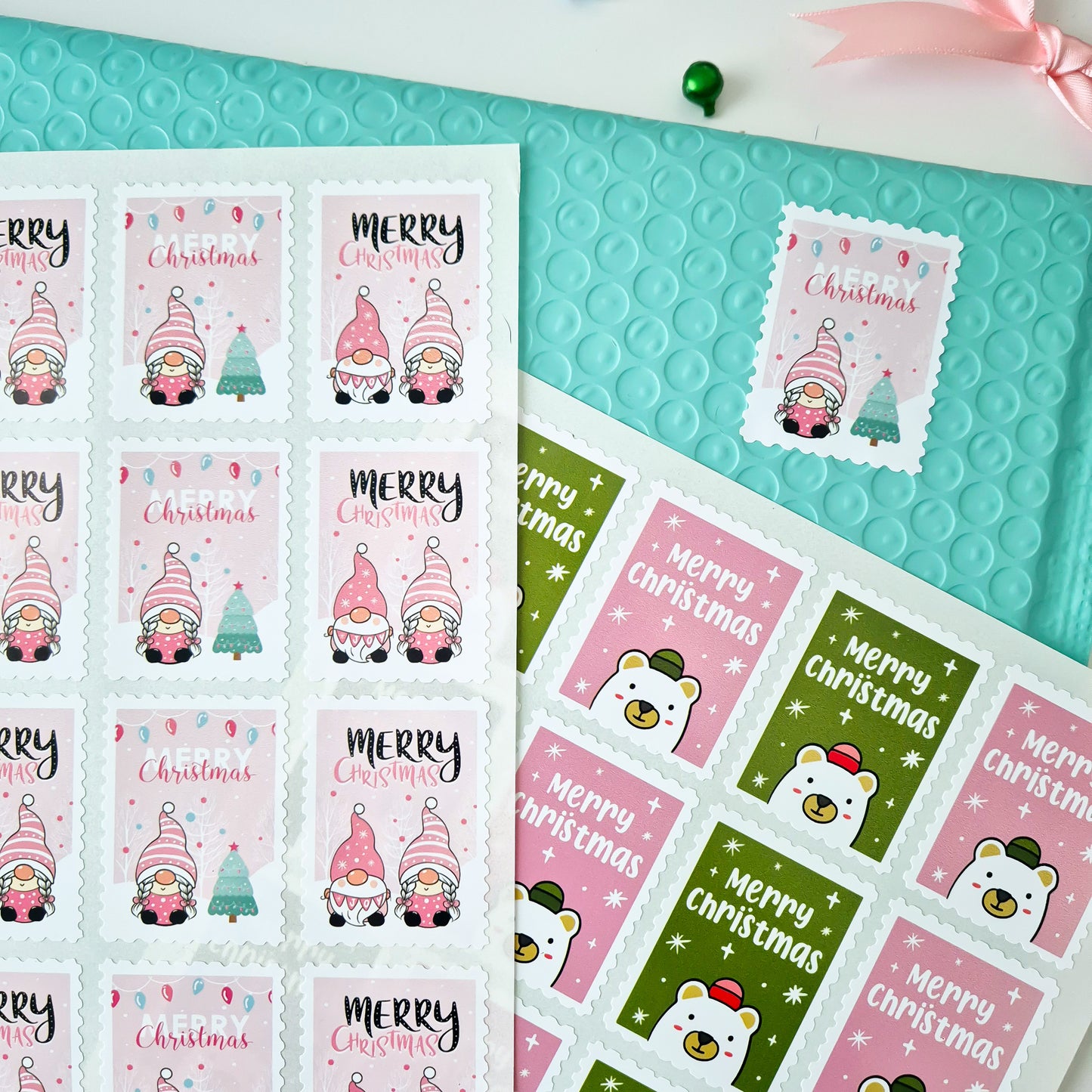 Mixed Gonks and Polar Bears Christmas Stamp Sticker Sheets