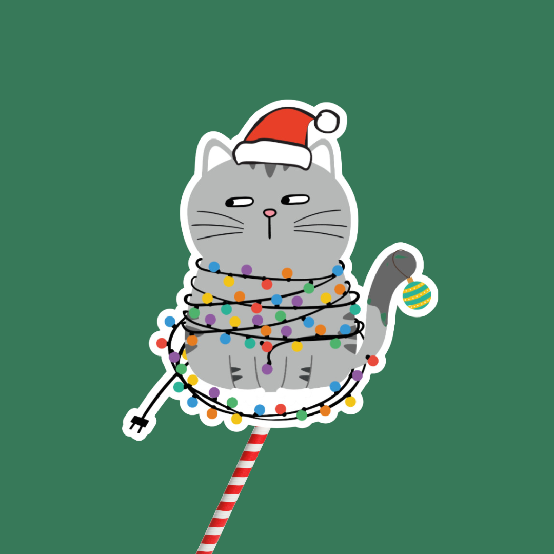 Naughty Christmas Cat Sticker