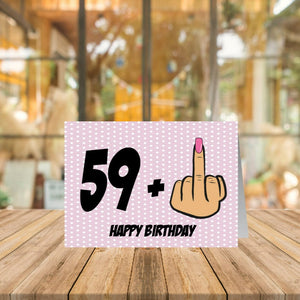 Funny 60th Middle Finger Birthday Card for Her