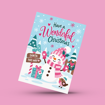 Wonderful Snowman Christmas Card