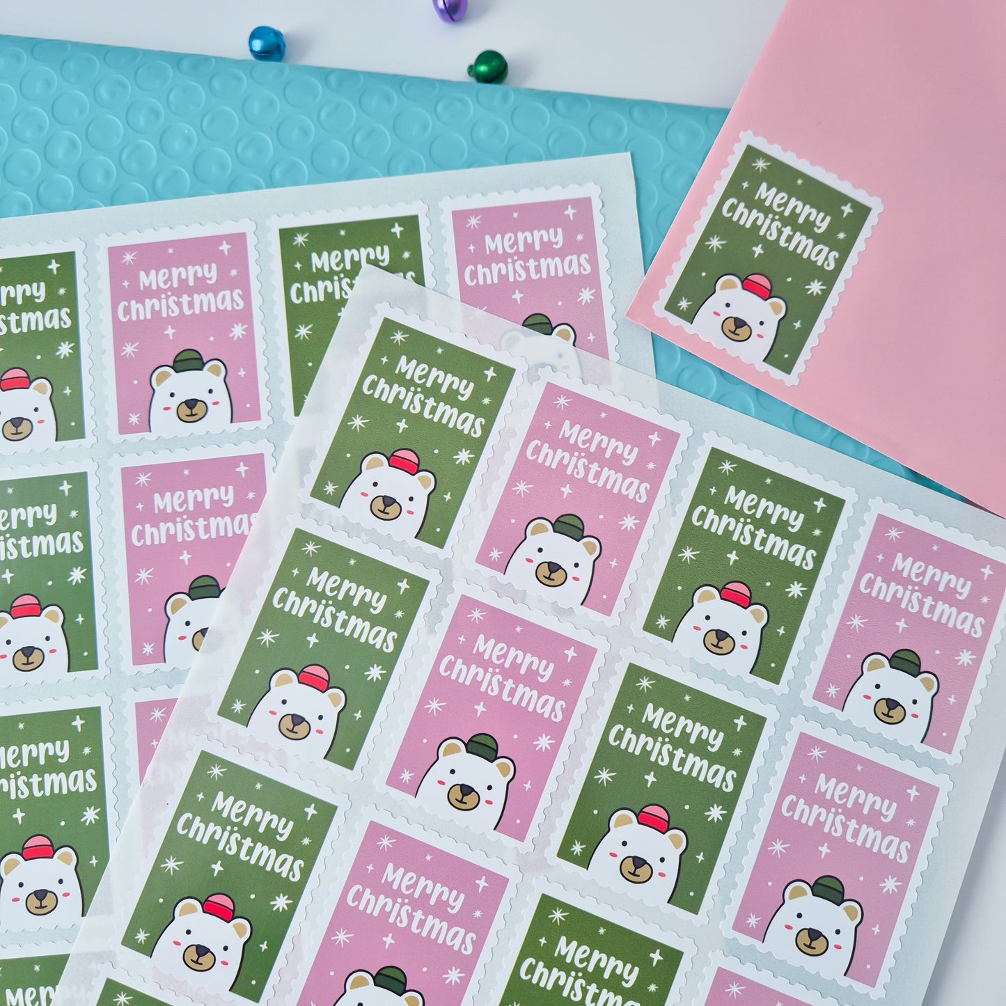 Merry Christmas Stamps Sticker Sheets