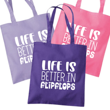 Load image into Gallery viewer, Life is Better in Flipflops Shoulder Tote Bag
