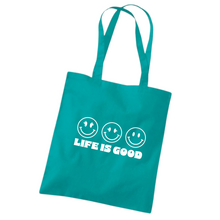 Load image into Gallery viewer, Smileys Life is Good Shoulder Tote Bag

