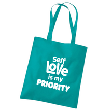Load image into Gallery viewer, Self Love is My Priority Shoulder Tote Bag
