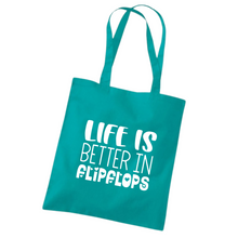Load image into Gallery viewer, Life is Better in Flipflops Shoulder Tote Bag
