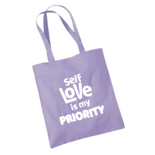 Load image into Gallery viewer, Self Love is My Priority Shoulder Tote Bag
