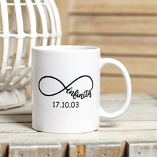 Load image into Gallery viewer, Personalise Infinity Date Mug 11oz Mug
