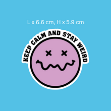 Load image into Gallery viewer, Keep Calm and Stay Weird Smiley Face Sticker Lilac
