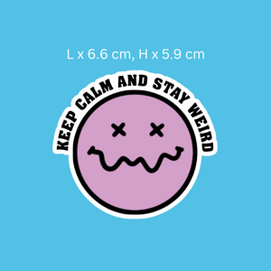Keep Calm and Stay Weird Smiley Face Sticker Lilac