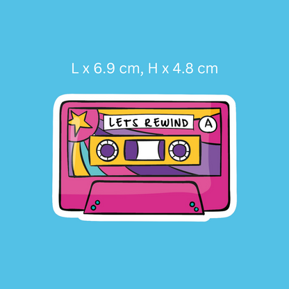 Let's Rewind Cassette Tape Sticker