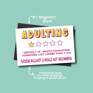 Adulting 1 Star Review Fridge Magnet
