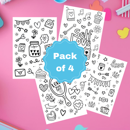 Love Yourself Colouring Sheets Pk of 4