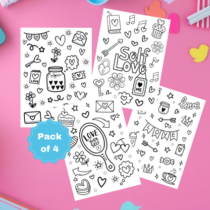 Love Yourself Colouring Sheets Pk of 4