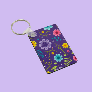 Vibrant Blooms Purple Floral Keychain