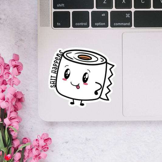 Shit Happens Cute Toilet Roll Sticker